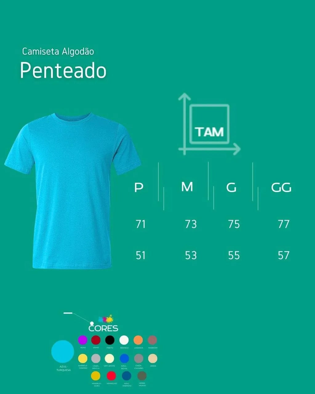 Camiseta 100% Algodão Penteado Azul Marinho