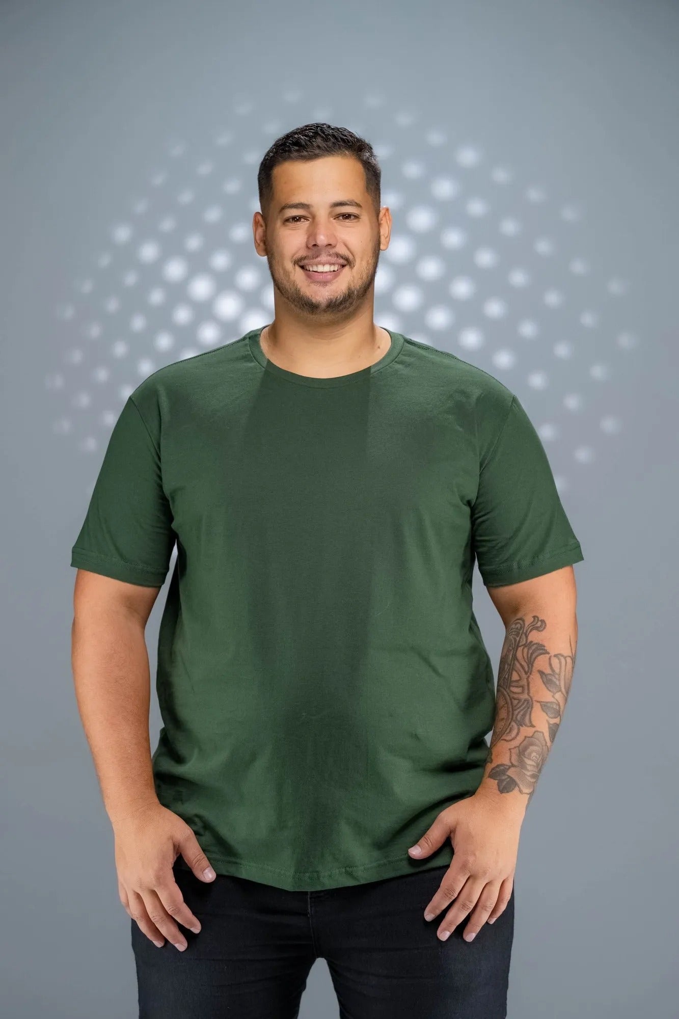 Camiseta 100% Algodão Penteado Plus Size Verde Musgo