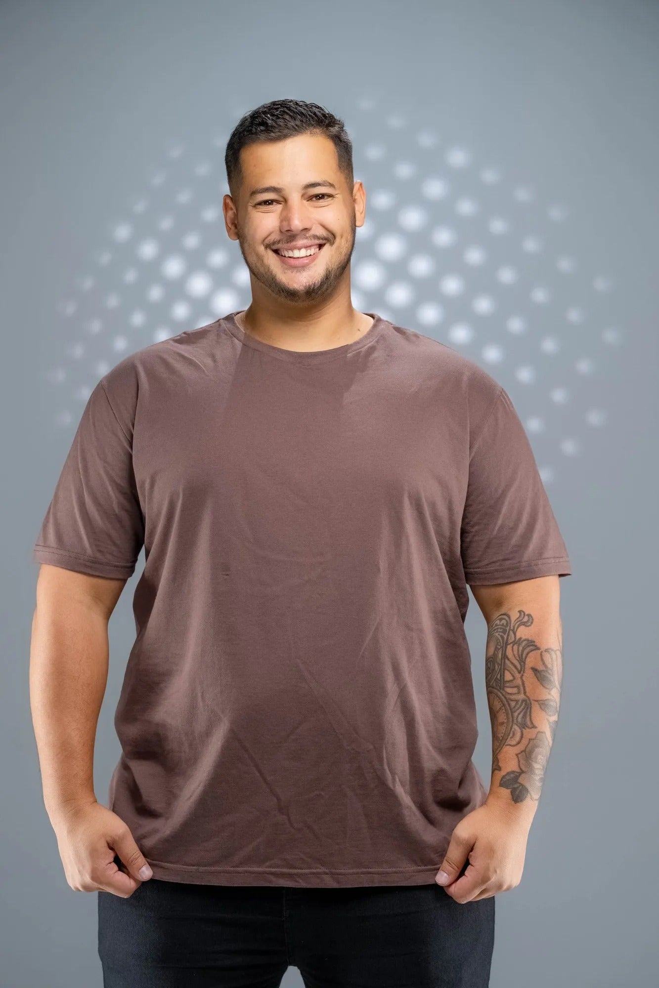 Camiseta 100% Algodão Penteado Plus Size Marrom