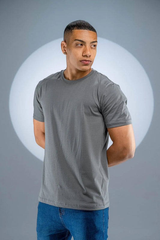 Camiseta Algodão Egípcio Cinza Chumbo