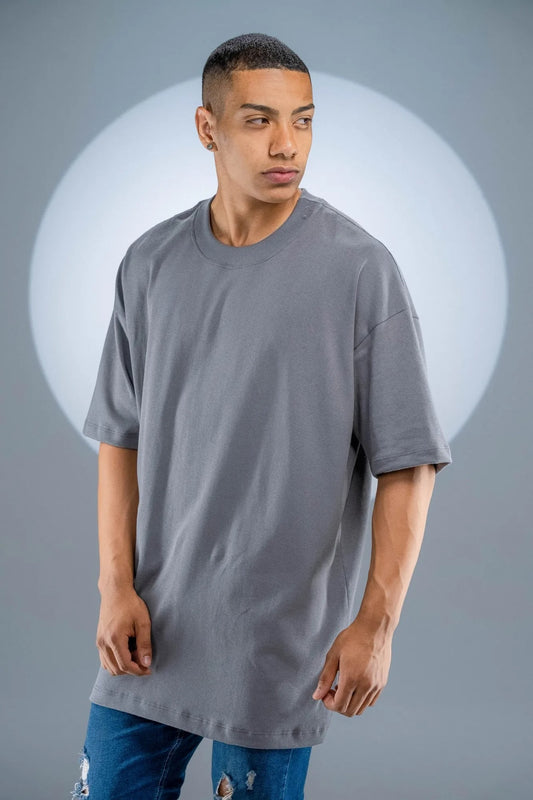 Camiseta Oversized Cinza Chumbo