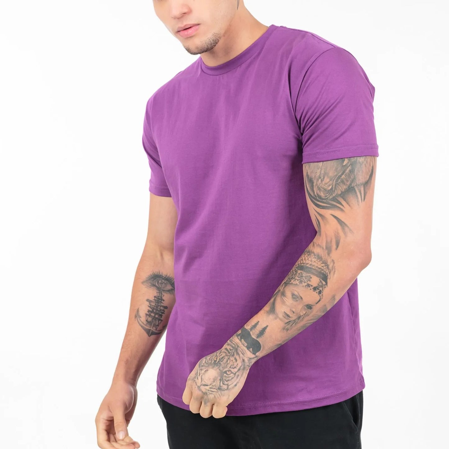 Camiseta 100% Algodão Penteado Roxa