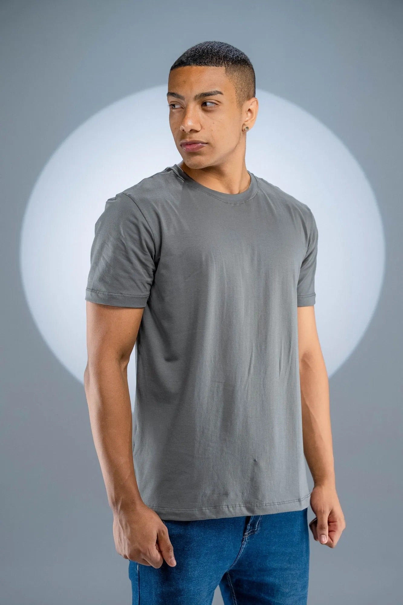 Camiseta Algodão Egípcio Cinza Chumbo