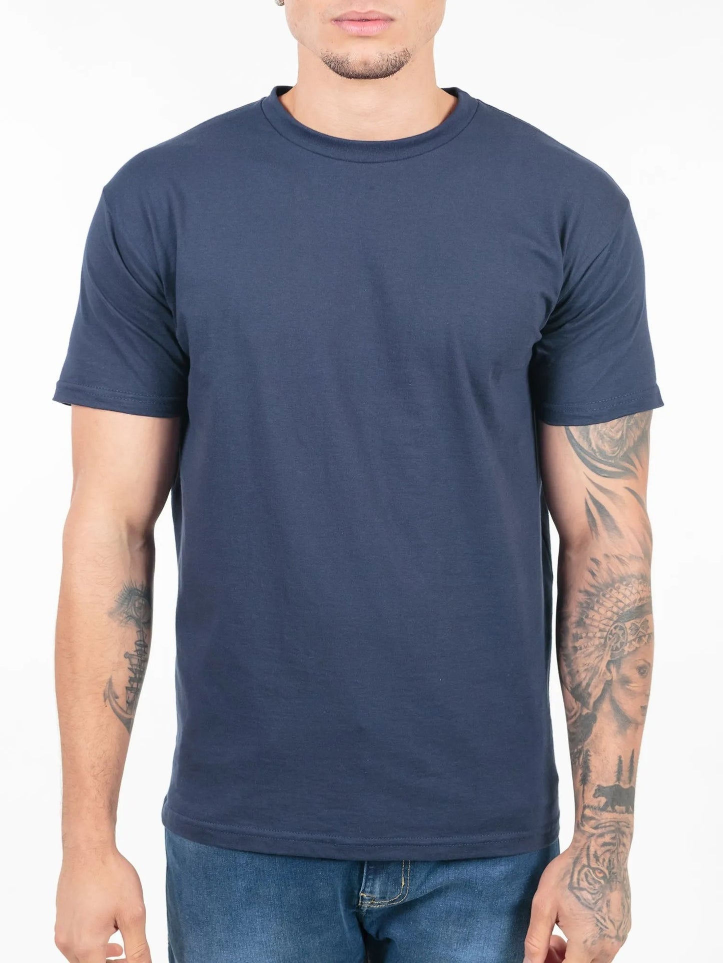Camiseta 100% Algodão Penteado Azul Marinho